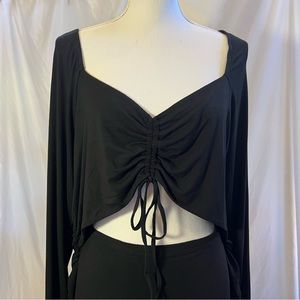 BP. Juniors Plus Size 3X Black Ruched Bodycon Knit Nordstrom Sexy Open Dress